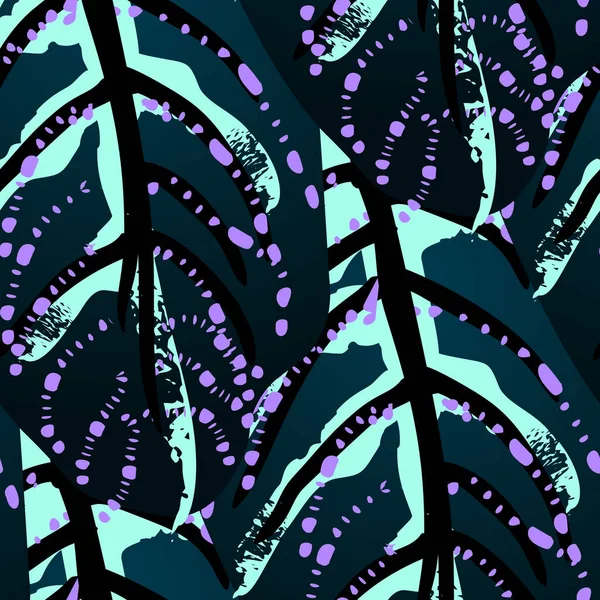 Тропический Лист Современный Мотив Печать Джунглей Летняя Бесшовная Растительность Тенденционный — стоковый вектор
