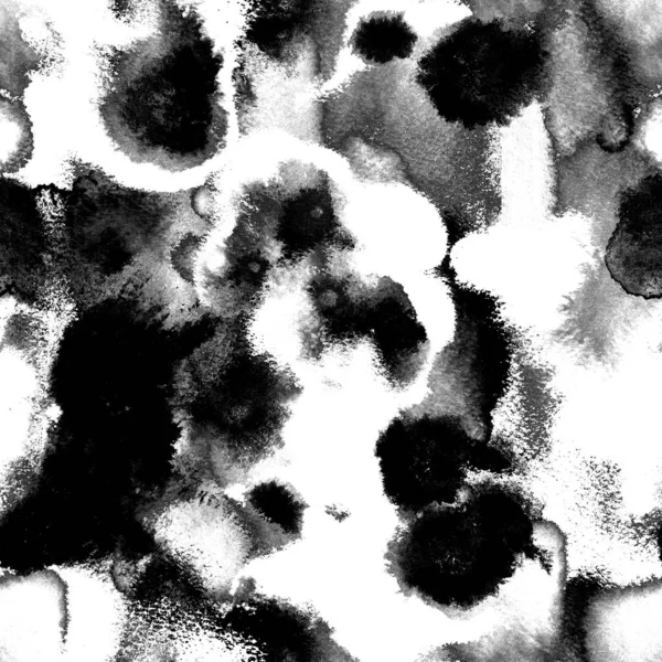 Aquarelle Taches Écoulement Mixte Points Bords Déchirés Black White Gray — Photo