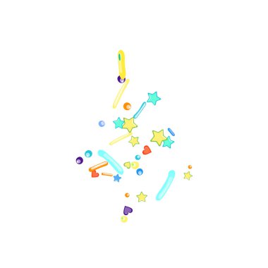 Pırıl pırıl. Çörek, tatlı, şeker, fırın geçmişi. Beyaz çikolata kaplamalı tatlı konfeti. Vector Illustration tatil tasarımları serpiyor, parti, doğum günü, davetiye.