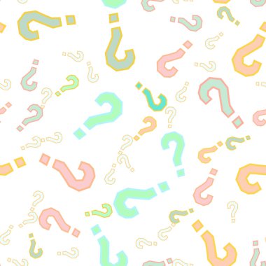 Kusursuz bir örnek. Soru işaretleri, şüphe, faq geçmişi. Basit sonsuz tekrarlama motifi. Anket, inceleme, sorgulama, sorgulama geçmişi. Kamuoyu yoklaması, kamuoyu yoklaması temsilcisi illüstrasyonu için şablon.