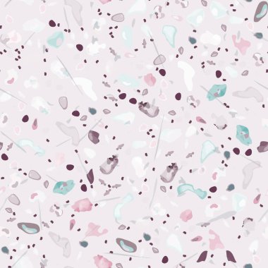 Terrazzo Doku Vektörü. Döşemesi olmayan desen. Zemin Granit desenli. Taş, Kaya, Mermer Tekstil Arkaplanı. Doğal Pavement, Mozaik Şablonu. Kuvars, Çakıl Taşı. İç Dekorasyon Tasarımı.
