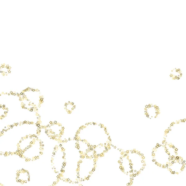 Gold Glitter Stars Lujo Confetti Brillante Pequeño Brillo Disperso Brillo — Vector de stock