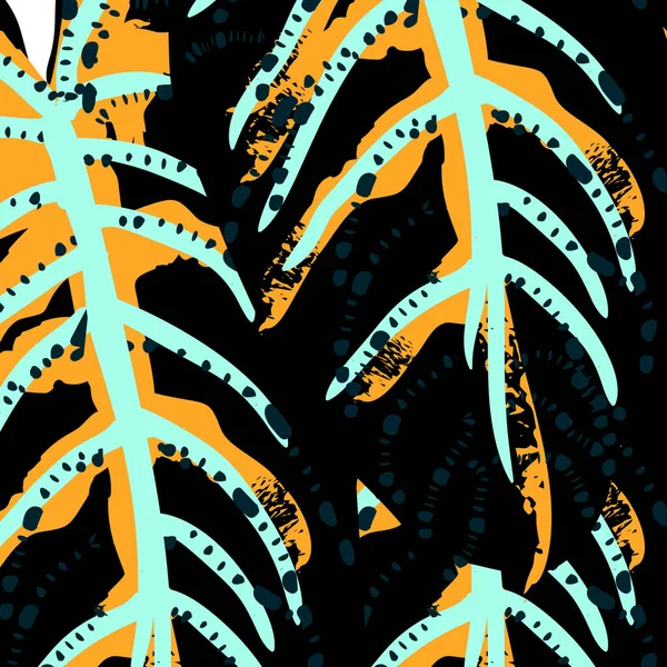 Tropik Yaprak Modern Motif Orman Baskısı Yeşillik Yazı Kusursuz Düzen — Stok Vektör
