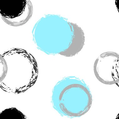 Polka Nokta. Doku Vektörü Kusursuz Desen. Parlak Çizim. Suluboya Şekli Kaotik Şekillerle Soyut Beyaz Arkaplan. Grunge Pastel Giftwrap. Tebeşir Fırçası Yuvarlakları, Konfeti