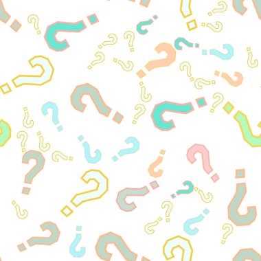 Kusursuz bir örnek. Soru işaretleri, şüphe, faq geçmişi. Basit sonsuz tekrarlama motifi. Anket, inceleme, sorgulama, sorgulama geçmişi. Kamuoyu yoklaması, kamuoyu yoklaması temsilcisi illüstrasyonu için şablon.