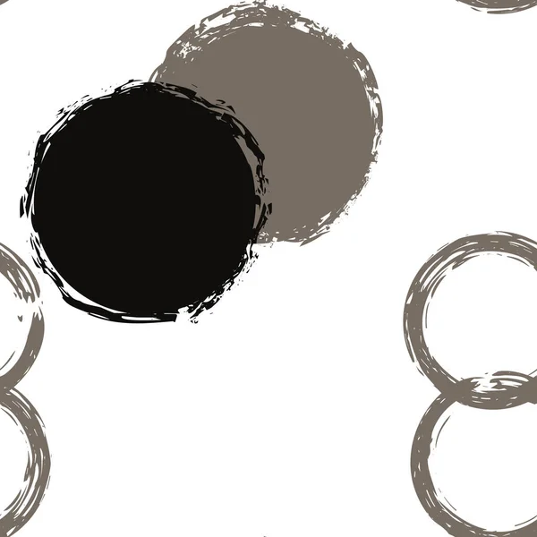 Μαύρο Brush Circle Διανυσματικό Μοτίβο Χωρίς Ραφές Πολύχρωμο Στολίδι Λευκό — Διανυσματικό Αρχείο