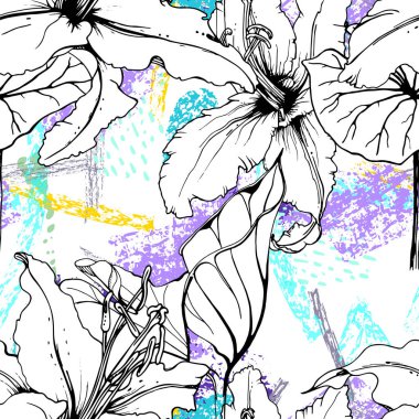 Çiçekli Siyah Beyaz Yazıcı. Geometrik Fırça Şeklinde Tropikal Orman Yaprağı. Modern Motif. Yeşillik Yazı Kusursuz Düzen. Moda Vektörü Arkaplanı. Sanatsal Botanik Yüzey. Bitki dokusu Moda.