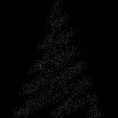 Gül, pembe yıldızlar. Sprocket, parlak konfeti. Yayılmış küçük parlak toplar daireler çiziyor. Siyah arkaplana düşen rastgele bir yıldız. Yılbaşı arkaplanı. Vektör illüstrasyonu.