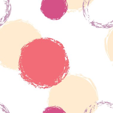 Polka Nokta. Doku Vektörü Kusursuz Desen. Parlak Noktalı Desen. Suluboya Şekli Kaotik Şekillerle Soyut Beyaz Arkaplan. Summer Retro Kumaş. Tebeşir Fırçası Yuvarlakları, Konfeti