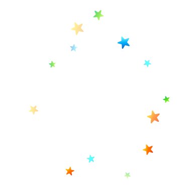 Gökkuşağı Festivali Konfeti. Karnaval Şablonu. Renkli Yıldız Düşüşü. Güzel Tatil Partisi. Beyaz Arkaplanda Küçük Çok Renkli Sprockets. Parlak Vektör İllüstrasyonu.