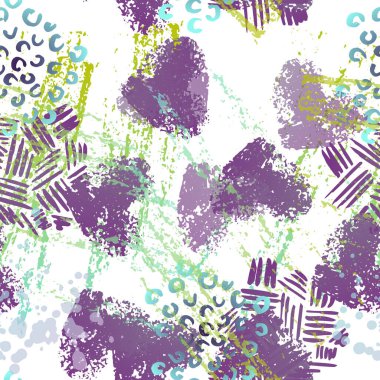 Lekesiz desen. Moda Konsepti. İmdat baskısı. Mavi, Yeşil, Gri Çizim. Yaz Yüzeyi Tekstili. Mürekkep lekeleri. Sprey boya. Splash Blots. Sanatsal Yaratıcı Vektör Arkaplanı.