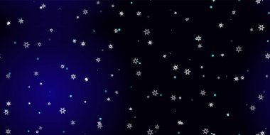 Düşen kar taneleri pürüzsüz desen. Uçan kar, don ve kar ile ilgili bir resim. Mavi gece geçmişinde noel kutlaması için kusursuz bir baskı. Yeni Yıl için Tatil Vektörü illüstrasyonu