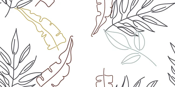 Тропічний Лист Сучасний Мотив Малюнок Однієї Лінії Пастелі Друк Джунглів — стоковий вектор