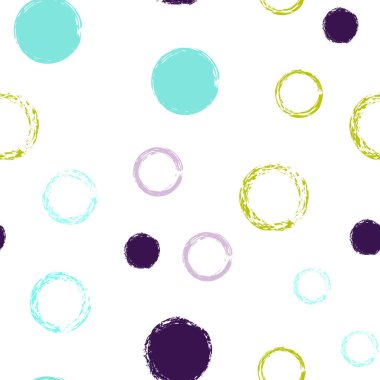 Polka Nokta. Doku Vektörü Kusursuz Desen. Canlı Dekor. Suluboya Şekli Kaotik Şekillerle Soyut Beyaz Arkaplan. Basit Pastel Paketleme. Tebeşir Fırçası Yuvarlakları, Konfeti