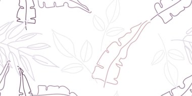 Tropik Yaprak. Modern Motif. Pastel Bir Çizgi Çizimi. Orman baskısı. Yeşillik Yazı Kusursuz Düzen. Yeşillik Vektörü Arkaplanı. Sanatsal Botanik Yüzey. Moda için soyut bitki dokusu