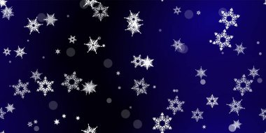 Düşen kar taneleri pürüzsüz desen. Uçan kar, don ve kar ile ilgili bir resim. Mavi gece geçmişinde noel kutlaması için kusursuz bir baskı. Yeni Yıl için Tatil Vektörü illüstrasyonu