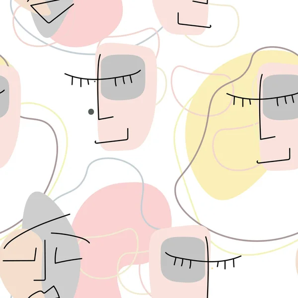 Obličejový Vzor Abstraktní Kresba Bezproblémového Vzoru Vektor Moderní Minimální Umění — Stockový vektor