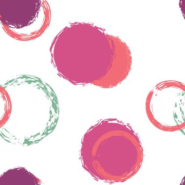Polka Dot. Texture Vector Seamless Pattern. Color Design. White Abstract Background With Watercolor Fall Chaotic Shapes. Trend Retro Surface. Chalk Brush Rounds, Confetti