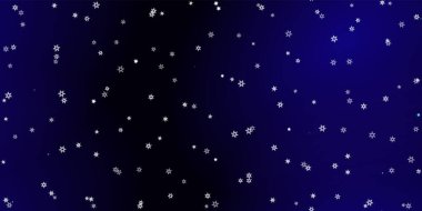 Düşen kar taneleri pürüzsüz desen. Uçan kar, don ve kar ile ilgili bir resim. Mavi gece geçmişinde noel kutlaması için kusursuz bir baskı. Yeni Yıl için Tatil Vektörü illüstrasyonu