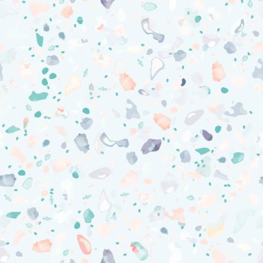 Terrazzo Doku Vektörü. Döşemesi olmayan desen. Zemin Granit desenli. Taş, Kaya, Mermer Tekstil Arkaplanı. Doğal Pavement, Mozaik Şablonu. Kuvars, Çakıl Taşı. İç Dekorasyon Tasarımı.