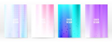 Holografik Poster seti. Iridescent Teknoloji Kapağı. Mobil Grafik Şablonu. Vektör Posteri. Gradyan örgü. Fütürist Sanal Şablon Tasarımı. Modern Soyut Arkaplan 90 'lar, 80' ler Retro Biçimi.