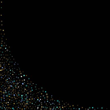 Stars Confetti. Altın, Mavi yıldızlar, parlak konfeti