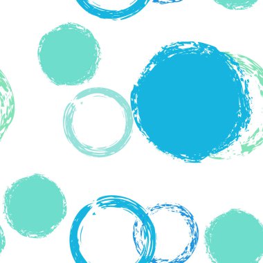 Polka Nokta. Doku Vektörü Kusursuz Desen. Renkli dekor. Suluboya Şekli Kaotik Şekillerle Soyut Beyaz Arkaplan. Pastel Kumaş Trend. Tebeşir Fırçası Yuvarlakları, Konfeti