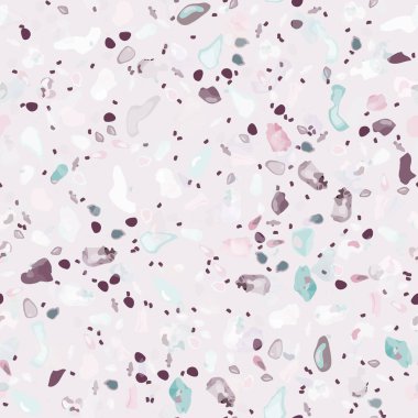 Terrazzo Doku Vektörü. Döşemesi olmayan desen. Zemin Granit desenli. Taş, Kaya, Mermer Tekstil Arkaplanı. Doğal Pavement, Mozaik Şablonu. Kuvars, Çakıl Taşı. İç Dekorasyon Tasarımı.