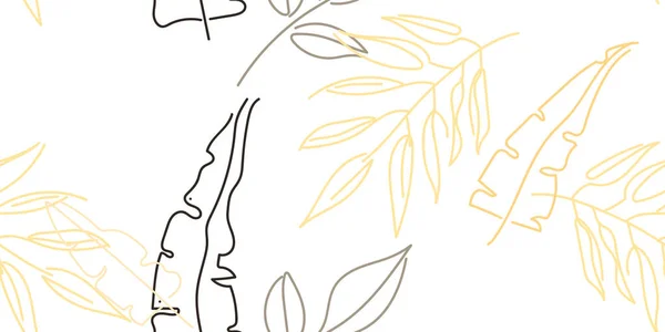 Тропічний Лист Сучасний Мотив Малюнок Однієї Лінії Пастелі Друк Джунглів — стоковий вектор