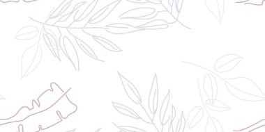 Tropik Yaprak. Modern Motif. Pastel Bir Çizgi Çizimi. Orman baskısı. Yeşillik Yazı Kusursuz Düzen. Yeşillik Vektörü Arkaplanı. Sanatsal Botanik Yüzey. Moda için soyut bitki dokusu