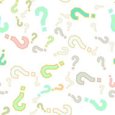 Kusursuz bir örnek. Soru işaretleri, şüphe, faq geçmişi. Basit sonsuz tekrarlama motifi. Anket, inceleme, sorgulama, sorgulama geçmişi. Kamuoyu yoklaması, kamuoyu yoklaması temsilcisi illüstrasyonu için şablon.