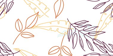 Tropik Yaprak. Modern Motif. Pastel Bir Çizgi Çizimi. Orman baskısı. Yeşillik Yazı Kusursuz Düzen. Yeşillik Vektörü Arkaplanı. Sanatsal Botanik Yüzey. Moda için soyut bitki dokusu