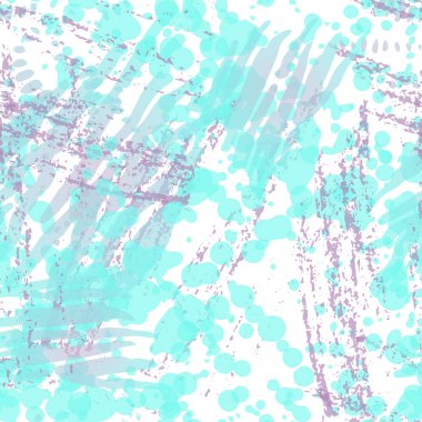 Sorunlu Kusursuz Düzen. Moda Konsepti. İmdat baskısı. Mavi, Teal Illustration. Yaz Yüzeyi Tekstili. Mürekkep lekeleri. Sprey boya. Splash Blots. Sanatsal Yaratıcı Vektör Arkaplanı.