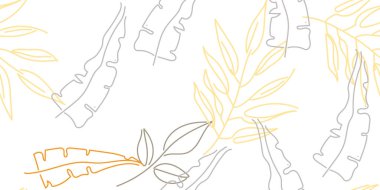 Tropik Yaprak. Modern Motif. Pastel Bir Çizgi Çizimi. Orman baskısı. Yeşillik Yazı Kusursuz Düzen. Yeşillik Vektörü Arkaplanı. Sanatsal Botanik Yüzey. Moda için soyut bitki dokusu