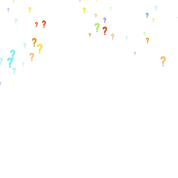 白の背景に散在する質問マーク クイズ Faq クエリの背景 世論調査 世論調査のための多色テンプレート 虹色だ ベクターイラスト — ストックベクタ