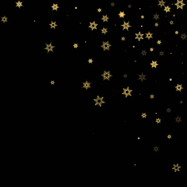 Золотий Візерунок Падає Сніг Ілюстрація Літаючим Золотим Снігом Морозом Снігопадами — стоковий вектор