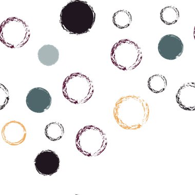 Polka Nokta. Doku Vektörü Kusursuz Desen. Çok renkli Noktalı Desen. Suluboya Şekli Kaotik Şekillerle Soyut Beyaz Arkaplan. Basit Vintage Paketleme. Tebeşir Fırçası Yuvarlakları, Konfeti