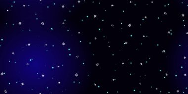 Düşen kar taneleri pürüzsüz desen. Uçan kar, don ve kar ile ilgili bir resim. Mavi gece geçmişinde noel kutlaması için kusursuz bir baskı. Yeni Yıl için Tatil Vektörü illüstrasyonu