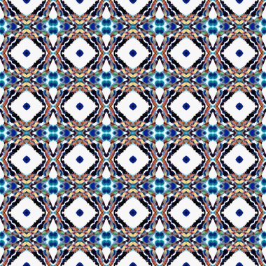 Etnik Doku Süslemesi. Mavi, Cyan, Indigo Canvas. Talavera, Azulejos Yazdır. Portekiz, Türk Kusursuz Düzeni. Klasik yaz sanatı. Geometrik Tekstil.
