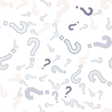 Kusursuz bir örnek. Soru işaretleri, şüphe, faq geçmişi. Basit sonsuz tekrarlama motifi. Anket, inceleme, sorgulama, sorgulama geçmişi. Kamuoyu yoklaması, kamuoyu yoklaması temsilcisi illüstrasyonu için şablon.