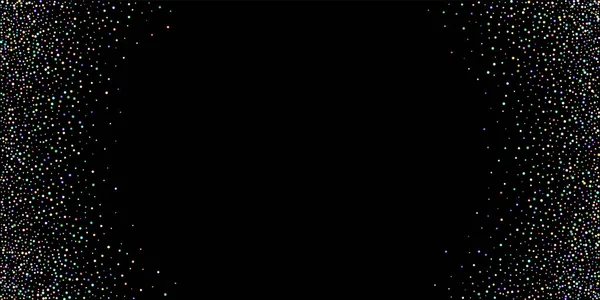 輝く虹色の星 ホログラフィック スパークル フォール コンフェッティ レインボースプロケット シャイニーリトル ボール サークル ランダムな星が黒い背景に落ちる — ストックベクタ
