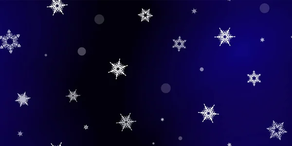 雪の結晶のシームレスなパターン 雪を飛んでイラスト 青い夜の背景にクリスマスのお祝いのための冬のシームレスなプリント 正月のホリデーベクトルイラスト — ストックベクタ