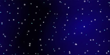 Düşen kar taneleri pürüzsüz desen. Uçan kar, don ve kar ile ilgili bir resim. Mavi gece geçmişinde noel kutlaması için kusursuz bir baskı. Yeni Yıl için Tatil Vektörü illüstrasyonu