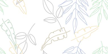 Tropik Yaprak. Modern Motif. Pastel Bir Çizgi Çizimi. Orman baskısı. Yeşillik Yazı Kusursuz Düzen. Yeşillik Vektörü Arkaplanı. Sanatsal Botanik Yüzey. Moda için soyut bitki dokusu