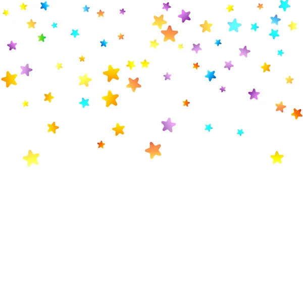 Rainbow Festive Confetti Şablon Carnaval Colorful Star Falling Frumoasă Petrecere — Vector de stoc