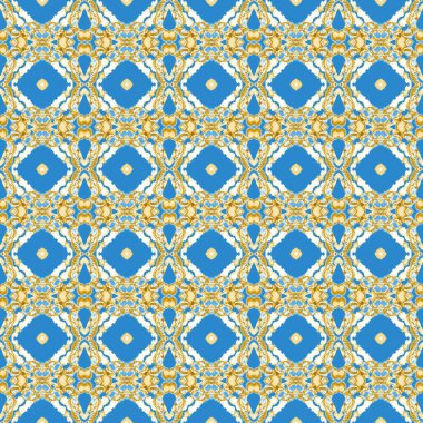 Jeo Doku Arabesk. Mavi, Cyan, İndigo nakışı. Talavera, Azulejos Motifi. İspanya, İslam, Arap süsü. Antik Eski Yüzey. Süslü Örgü.