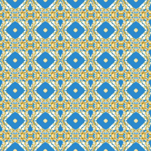 Géo Texture Arabesque Broderie Bleu Cyan Indigo Talavera Azulejos Motif — Photo