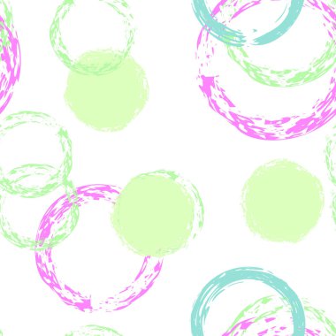 Renkli Polka Noktaları. Pastel Vektör Kusursuz Desen. Renk Çizimi. Suluboya Şekli Kaotik Şekillerle Soyut Beyaz Arkaplan. Trend Pastel Surface. Tebeşir Fırçası Yuvarlakları, Konfeti