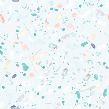 Terrazzo Doku Vektörü. Döşemesi olmayan desen. Zemin Granit desenli. Taş, Kaya, Mermer Tekstil Arkaplanı. Doğal Pavement, Mozaik Şablonu. Kuvars, Çakıl Taşı. İç Dekorasyon Tasarımı.