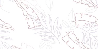 Tropik Yaprak. Modern Motif. Pastel Bir Çizgi Çizimi. Orman baskısı. Yeşillik Yazı Kusursuz Düzen. Yeşillik Vektörü Arkaplanı. Sanatsal Botanik Yüzey. Moda için soyut bitki dokusu